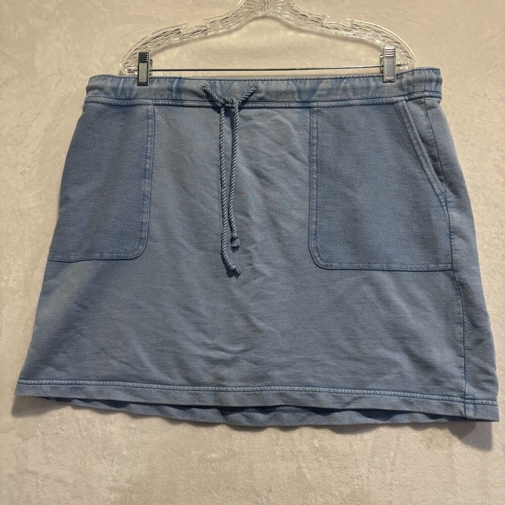J. Jill Cotton Terry Tie-Waist Pull On Casual Skirt Light Powder Blue Size Large